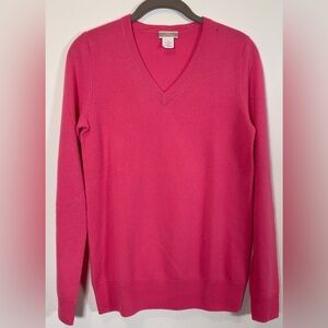 J. Crew hot pink/magenta cashmere v-neck sweater size Small